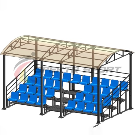 Купить Трибуна для зрителей 4 ряда на 34 места с навесом и перилами в Раменском 